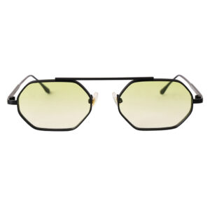 Geometric Black Frame Green Polarized Sunglasses