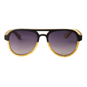 Black & Wood Aviator Polarized Sunglasses