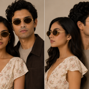 Gold Oval Polarized Sunglasses UV400