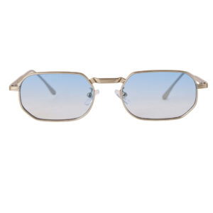 Gold Octagon Polarized Blue Gradient Sunglasses