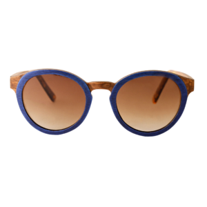 Luxury Blue Wooden Polarized Sunglasses