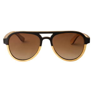 Black & Wood Aviator Polarized Sunglasses
